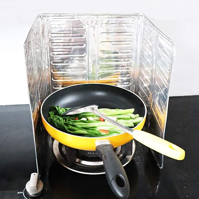 Hztyyier 3 Sided Oil Proof Aluminum Foil Splatter Guard Foldable Heat Insulation - Image 6