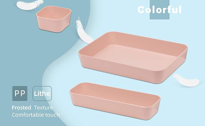 Set Of 12 Pink Color Plastic Desk Drawer Organizers - Image 5