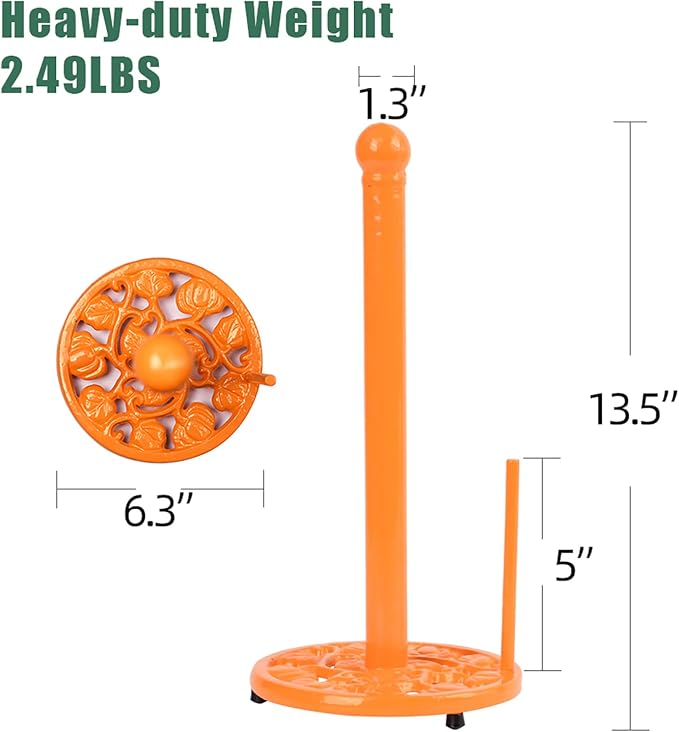 Orange Cast Iron Paper Towel Holder - Image 6
