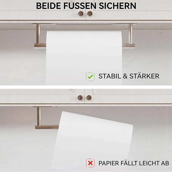 Paper Towel Holder Under Cabinet, Self Adhesive or Wall Mounted SUS304 - Image 5