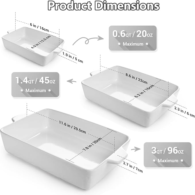 Casserole Dishes for Oven, Ceramic Baking Dishes, Lasagna Pan - Image 3