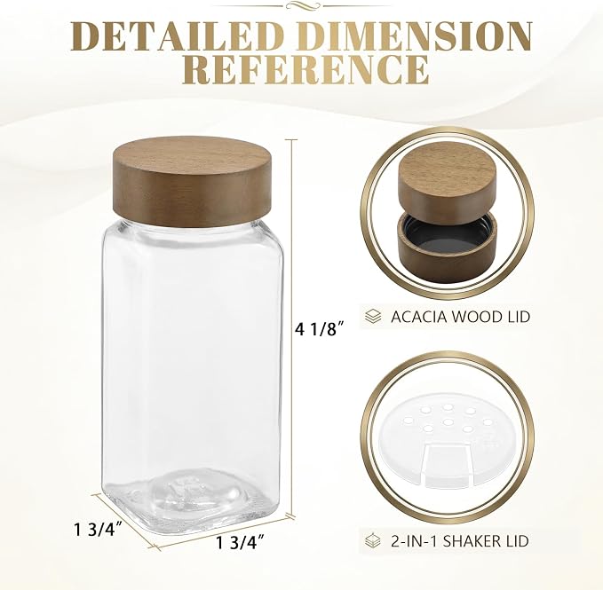 ZEHIQ 30Pcs 4oz Square Glass Spice Jars - Image 3