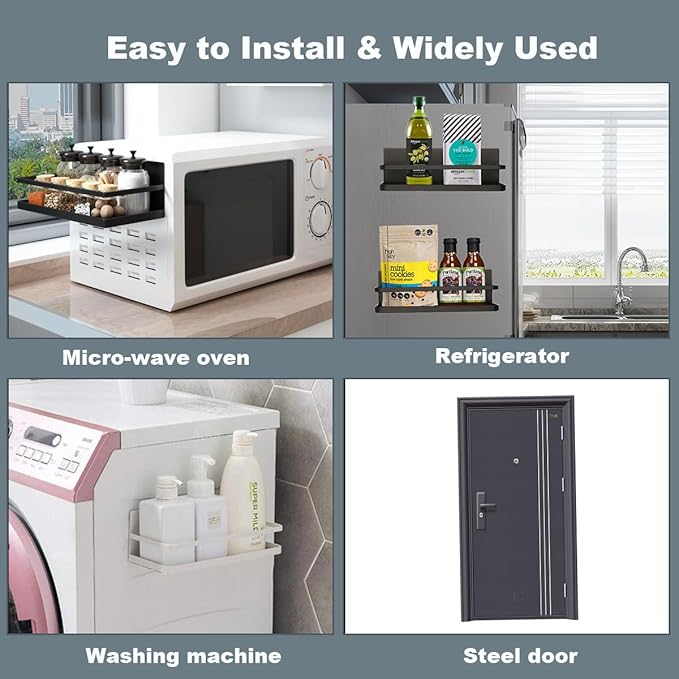 Magnetic Spice Rack Single Tier Refrigerator spice organizer Shelf - Image 4