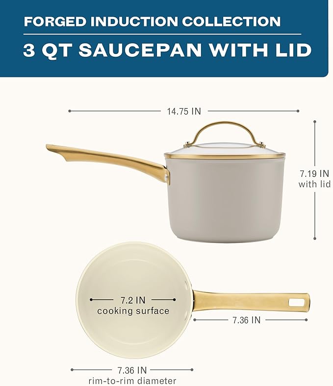 Farberware Forged Induction Ceramic Nonstick Sauce Pan/Soup Pot, Dishwasher Safe - Image 2