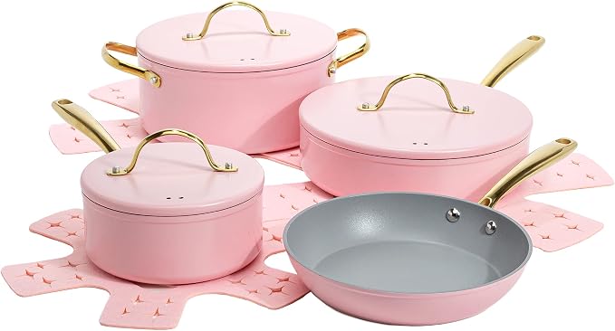Paris Hilton Iconic Nonstick Pots and Pans Set, Matching Lids by TheWorldofParisHilton