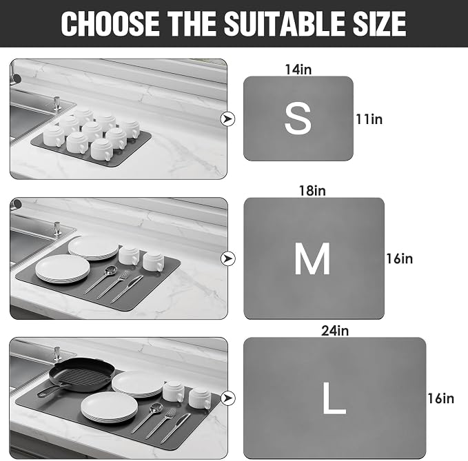 Dish Drying Mat for Kitchen Counter Super Absorbent Drainer Mats - Image 7