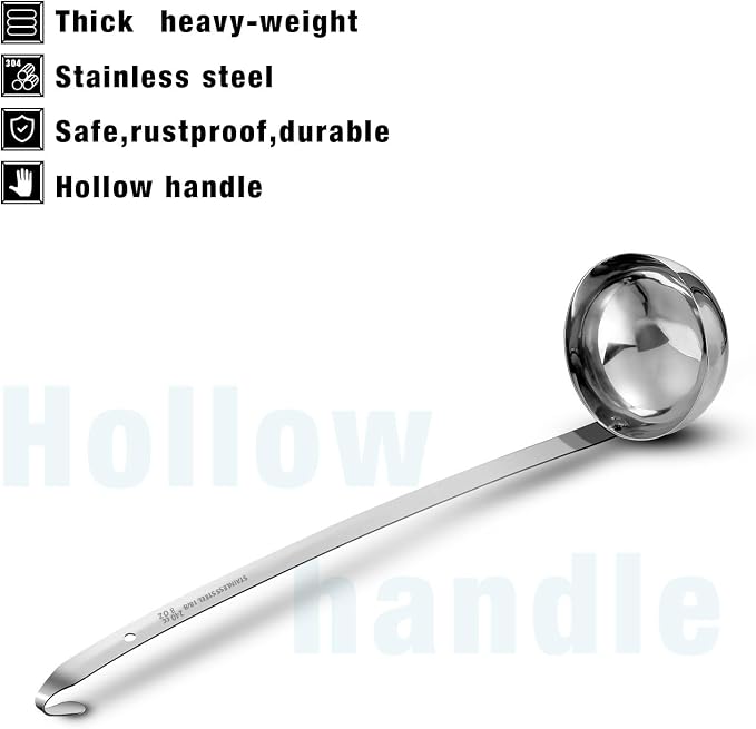 meekoo 3 Pieces Stainless Steel Ladle Soup Handle Ladle - Image 4