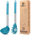 Silicone Pasta Fork and Ladle Spoon Set, Large Non Stick Kitchen Utensils by BUNDLEPRO