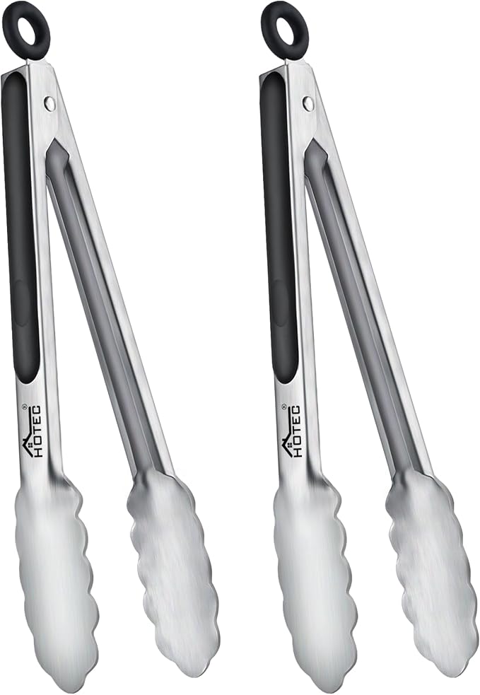 Hotec Stainless Steel Kitchen Tongs, Locking Metal Food Tongs by Hotec