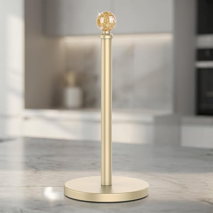 Gold Paper Towel Holder Countertop, Unique Gold Ball Decor, Brass Paper Towel by Unknown