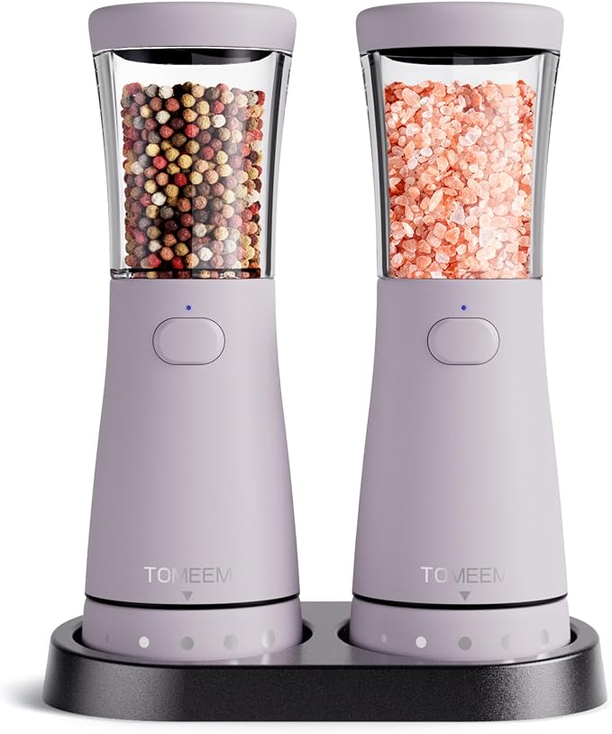 Electric Salt and Pepper Grinder Set by Tomeem