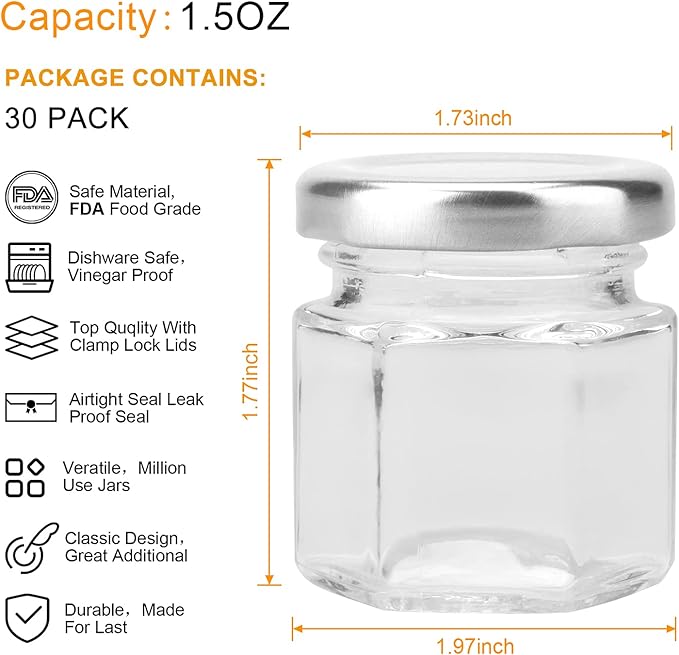 Accguan 30 Pcs 1.5 oz Glass Jars - Image 2