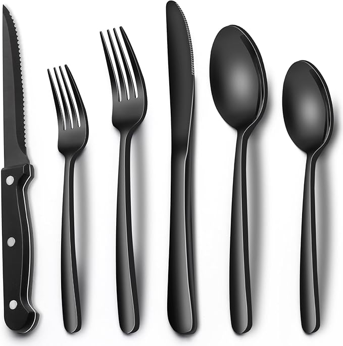 EWFEN 24-Piece Black Silverware Set by EWFEN
