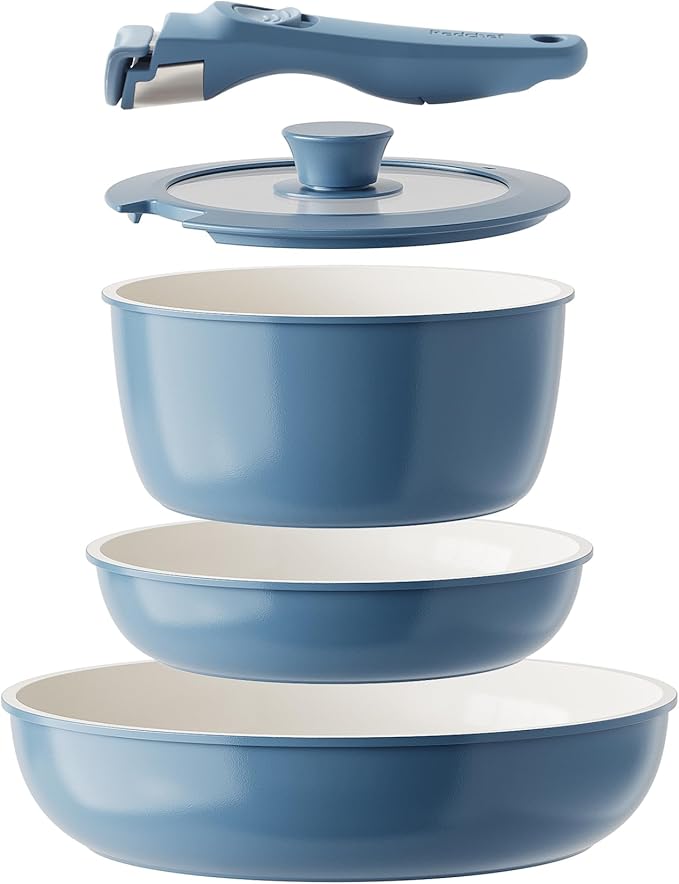 Redchef Ceramic Cookware Set, Removable Handle Pots and Pans Non-Stick by Redchef