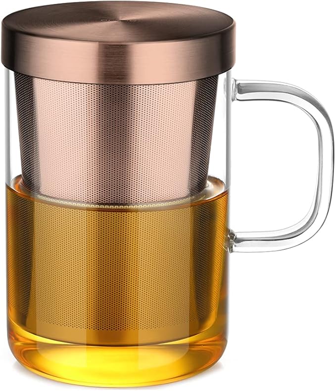 ecooe Tea Infuser Mug 16.9oz Glass Tea Cup by ecooe