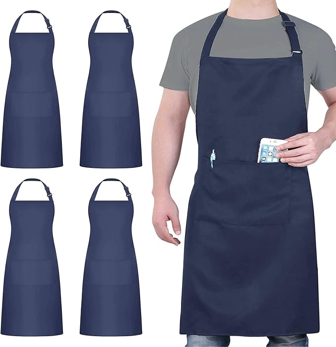 4 Pack Chef Apron, Waterproof Apron, Adjustable Apron by loteaf