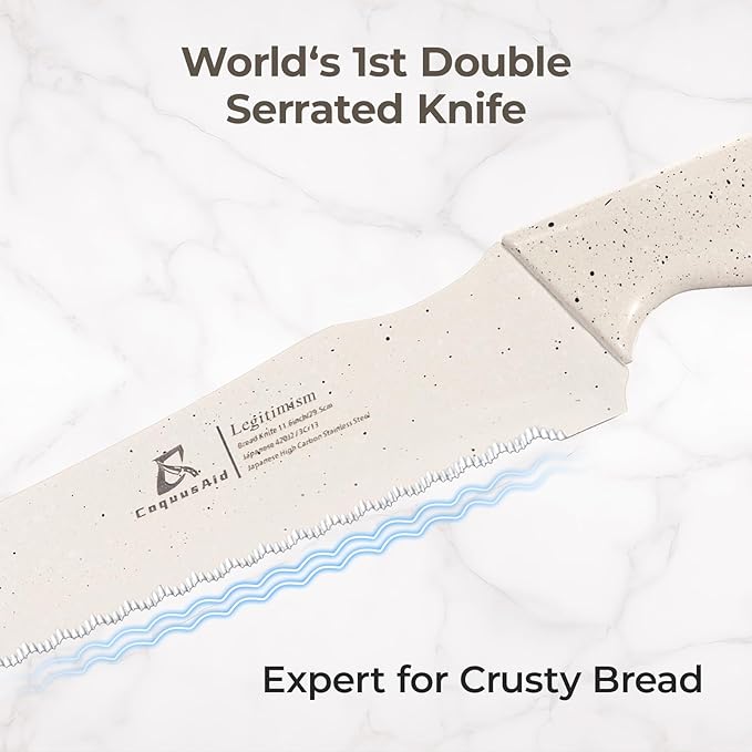 CoquusAid Upgrade Bread Knife for Homemade Bread, World‘s 1st Double Serrated - Image 2