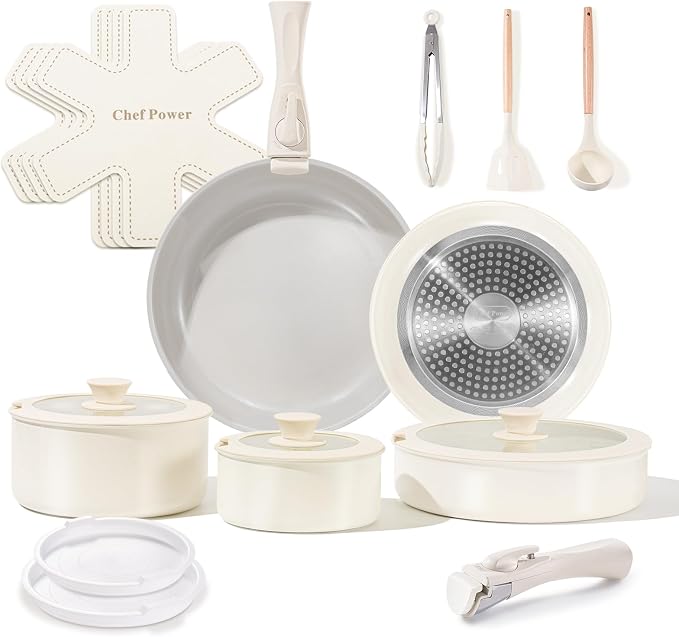 Chef Power Ceramic Nonstick Pots and Pans Set 19 Piece by ChefPower