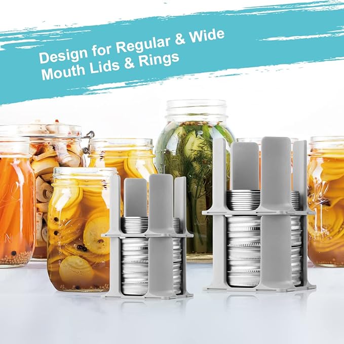 AIEVE Mason Jar Lid Organizer, 4 Pack Canning Lid Storage Rack - Image 4