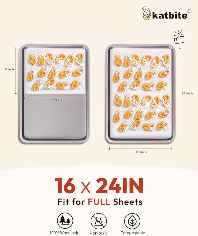 Katbite 16x24 inch Heavy Duty Parchment Paper Sheets, Frying Steaming, Full - Image 2