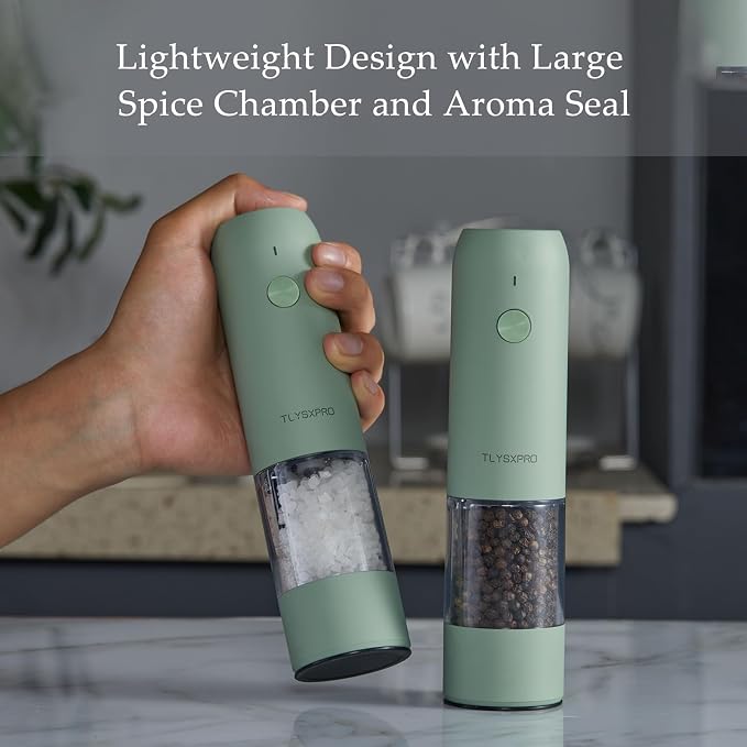Electric Salt and Pepper Grinder Set, USB Rechargeable, Automatic Salt and - Image 6