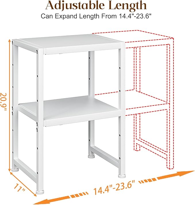2-Tier Expandable Kitchen Storage Shelf, 150LBS Heavy Duty Metal Shelving Units - Image 2