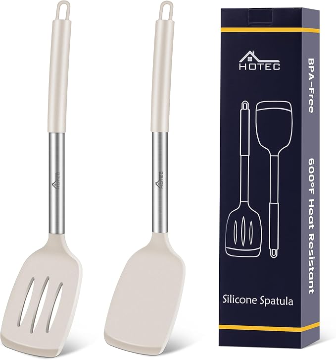 HOTEC Silicone Spatula Set of 2 Heat-Resistant 600°F & BPA-Free Kitchen by Hotec