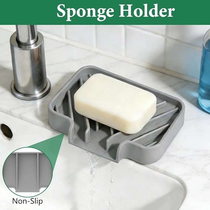 GUUKIN Sponge Holder for Kitchen Sink, Sink Caddy and Soap Tray | 5x3.5 inch - Image 2