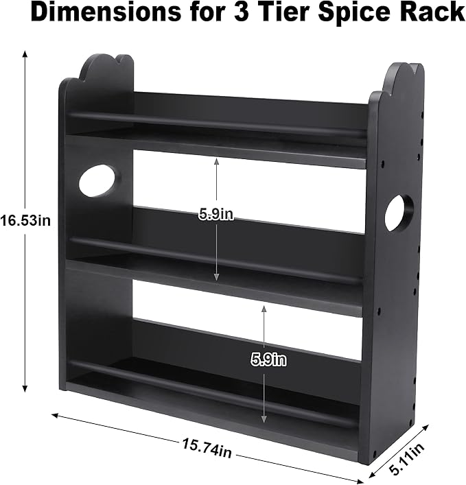 3 Tier Bamboo Spice Rack, Spice Rack Organizer, Seasoning Jars Rack Shelf Spice - Image 2