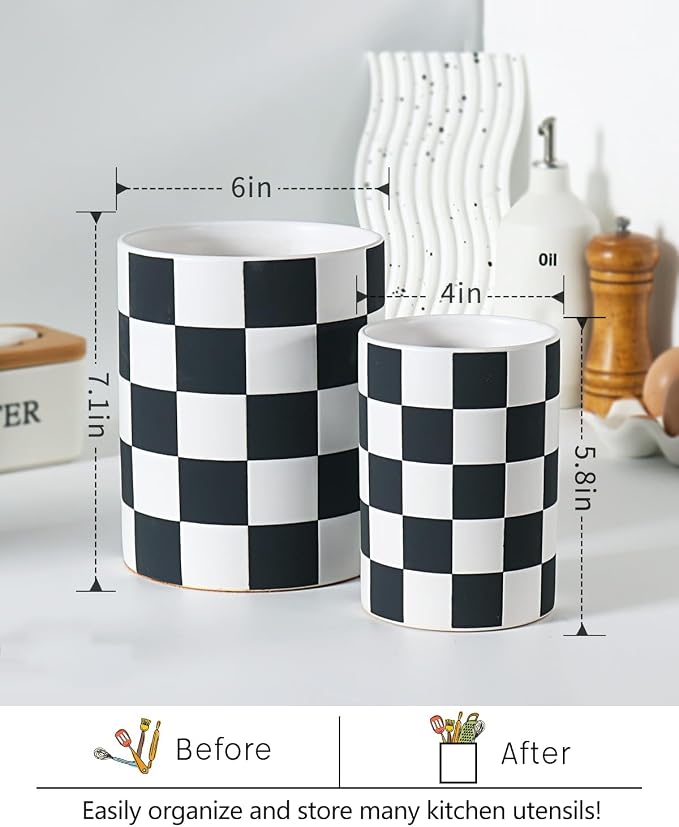 Checkered Kitchen Utensil Holder - Image 5