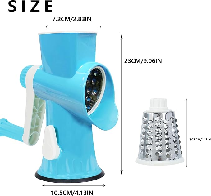 Rotary Cheese Grater with Handle-Versatile Cheese Grater Non-Slip Suction Base - Image 6