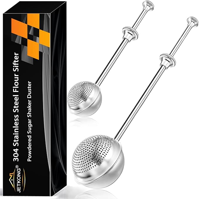 JETKONG 2 Pcs Flour Sifter, Stainless Steel Flour Duster by JETKONG