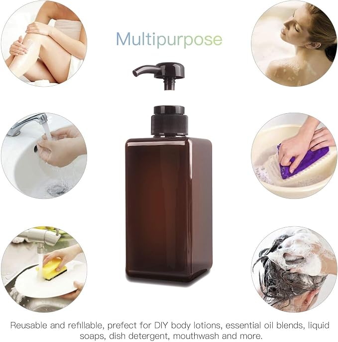 Pump Bottle, Refillable Plastic Empty Lotion Soap Dispenser Liquid Container - Image 4