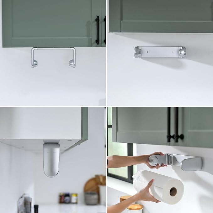 simpletome Paper Towel Holder ONE Hand Tear Adaptive Tension Arm Adjustable - Image 8