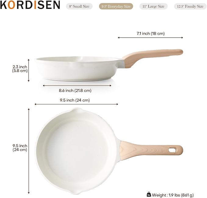 Kordisen Ceramic Non Stick Frying Pans Skillet, 9.5 Inch Ceramic Frying Pan - Image 7