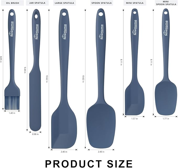 NileHome Silicone Spatula Set, 6 Packs Food Grade Kitchen Utensils - Image 2