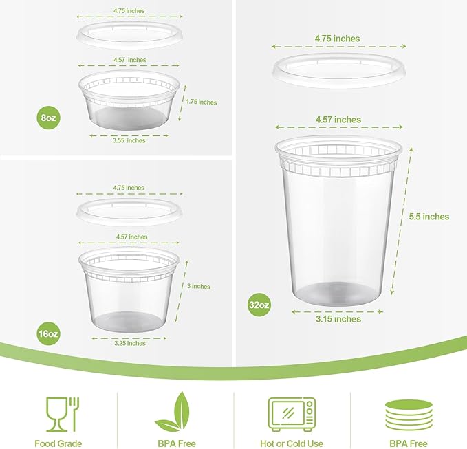 AOZITA 24 Sets Plastic Deli Food Containers - Image 2