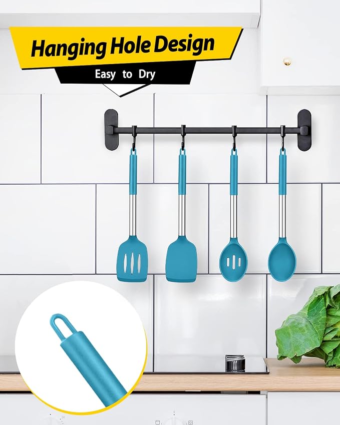 Pack of 4 Silicone Cooking Utensils Set, Non Stick Large Solid Spatulas - Image 6