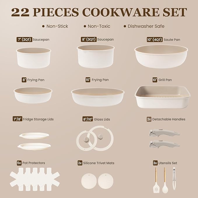 KIKCOIN Nonstick Pots and Pans Set - Image 2