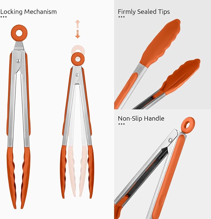 600ºF Heat Resistant Kitchen Tongs: U-Taste 9 inch Silicone Cooking Tong - Image 6