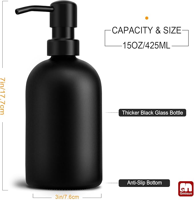 GMISUN Black Soap Dispenser, Dish/Hand Soap Dispenser - Image 2