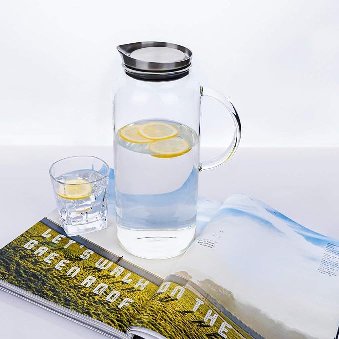 68 Ounces Glass Pitcher with Lid, Hot/Cold Water jug - Image 9