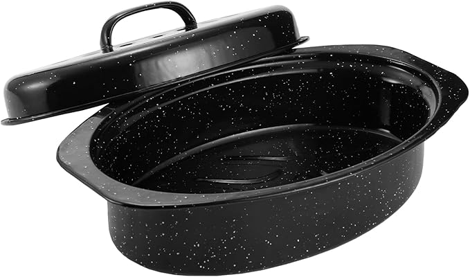 13” Granite Roasting Pan, Enameled Oval Roasting Pan by Kendane