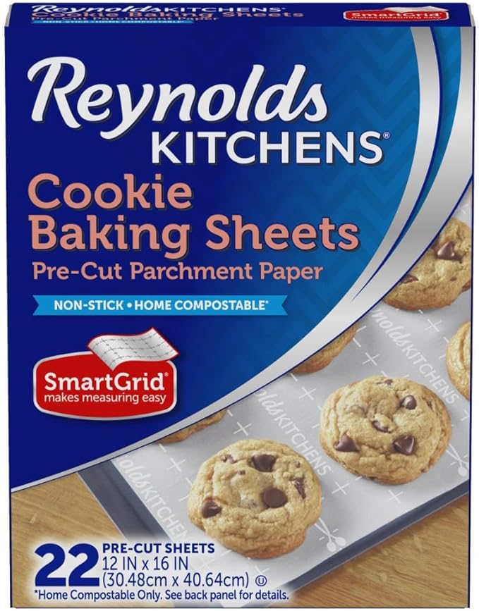 Reynolds Kitchens Cookie Baking Sheets, Pre-Cut Baking Parchment Paper Sheets by ReynoldsConsumerProducts
