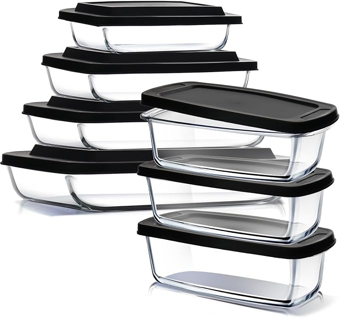 EATEX 7-Pack Glass Food Storage Containers by Eatex