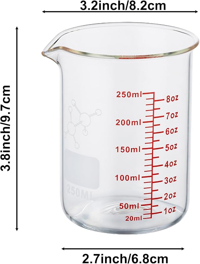 High Borosilicate Glass Measuring Cup-V-Shaped Spout, 250ml Glass Measuring - Image 8