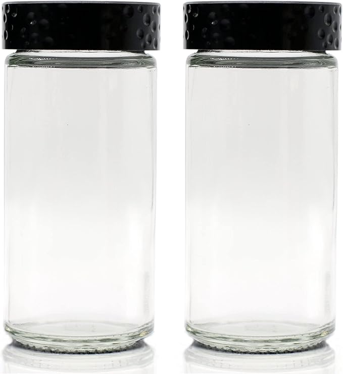 2 Pcs Black Spice Jars, 3 oz Glass Seasoning Bottles, Spices Container by Tianifa