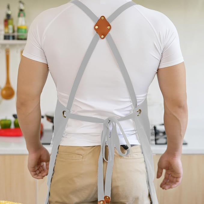 Aoomzoon Canvas Aprons for Men Chef Apron, Work Apron - 16oz Heavy Duty Cross - Image 6