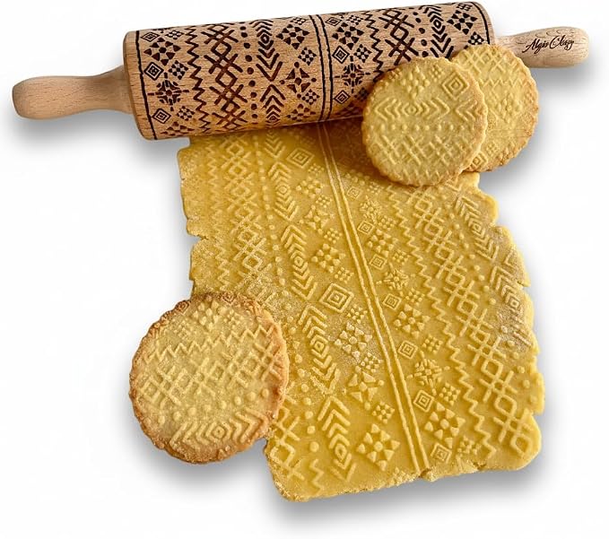 AZTEC Embossed Rolling Pin for Ceramic. Clay Roller and Ceramic Stamp for by ALGISCRAFTS