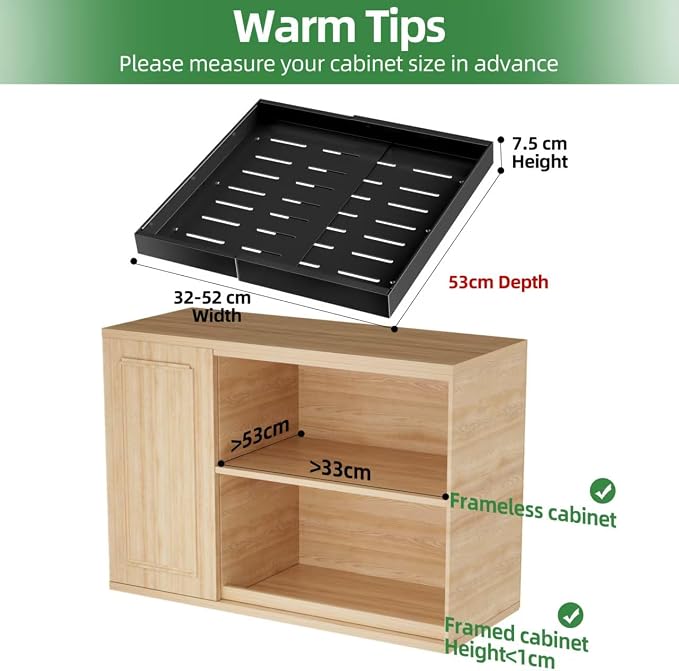 PAKETA 2 Pack Expandable Pull Out Cabinet Organizer, Upgrade 3 Slide Rails - Image 2